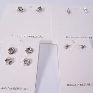 Banana Republic Silver Crystal Stud Set of 4 PCS NWT 110 5 in total